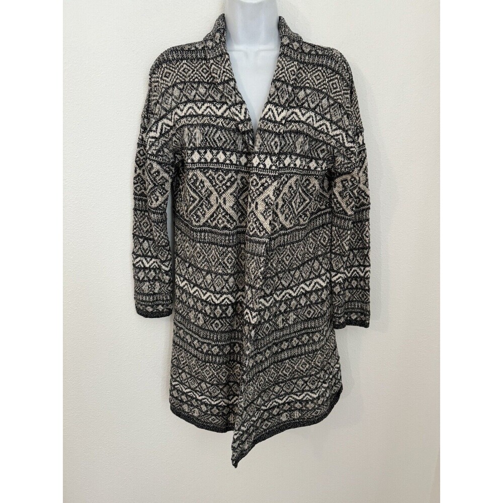 Lucky Brand Open Cardigan Sweater Size M Womens Aztec Black White  Excellent